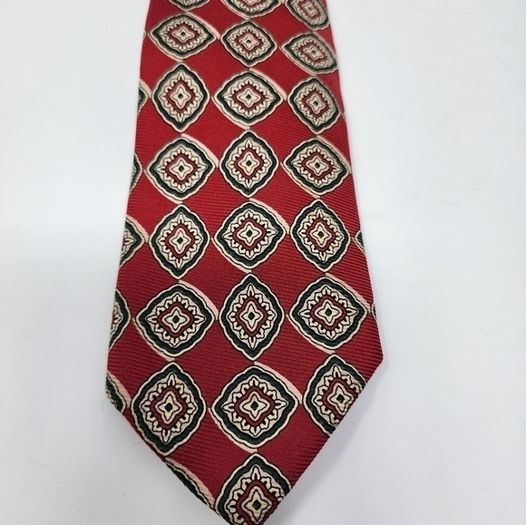 Polo by‎ Ralph Lauren Men's 100% Silk Made In USA Red Pattern Tie - Picture 11 of 12
